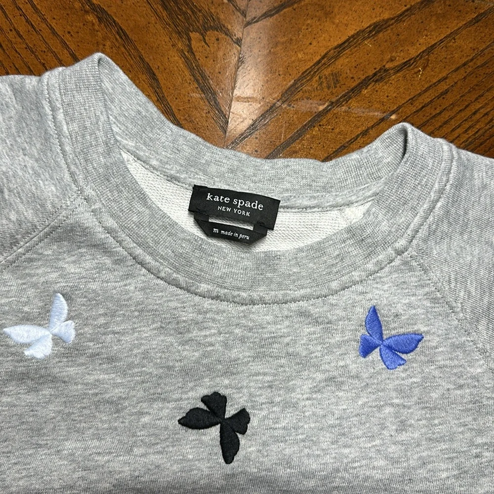 Kate Spade Embroidered Butterfly Short Sleeve Crew Shirt